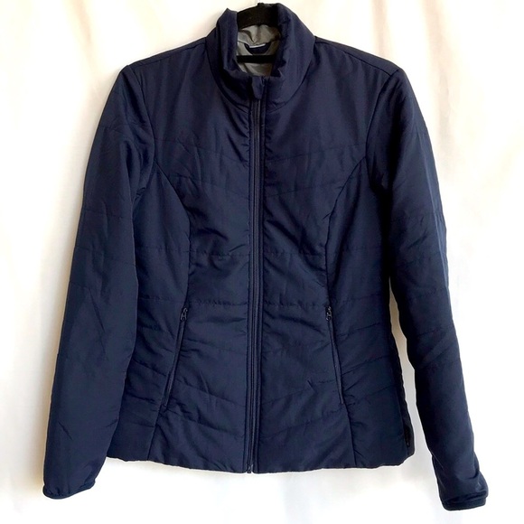 Jackets & Blazers - Navy puffer coat with two front zippered pockets